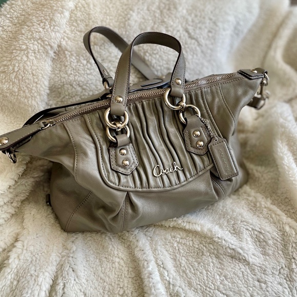 Coach Ashley Gathered Leather Satchel, Gray - Picture 6 of 7